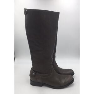 Frye 76430 Melissa 2 Button Zip Knee High Tall Brown Leather Riding Boots Sz 6.5